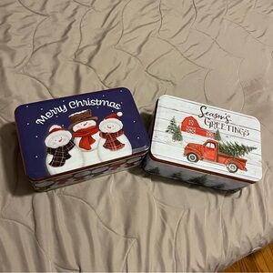 Christmas Themed Tin Boxes Set